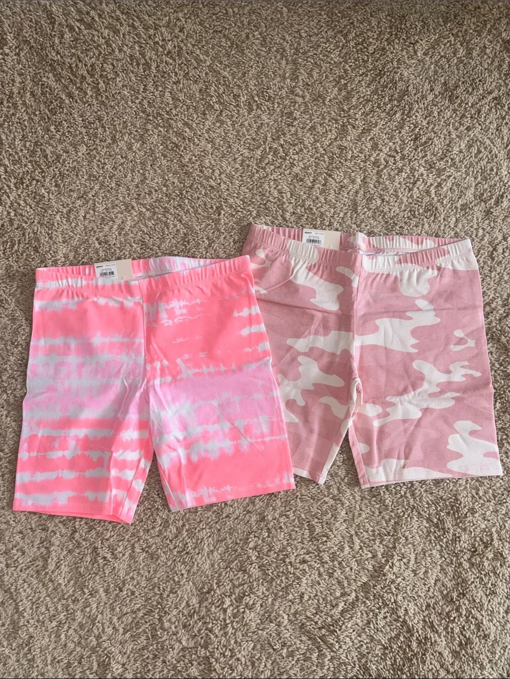 Bundle of 2 SO Pink Tie-Dye & Pink Camo Girls Favorite Bike Short